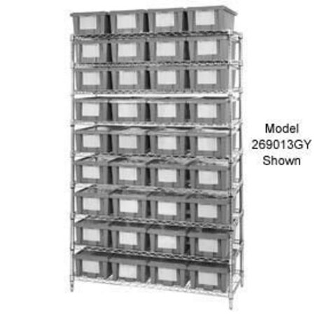 GLOBAL EQUIPMENT Chrome Wire Shelving With 24 9"H Nest   Stack Shipping Totes Gray, 48x18x74 269014GY